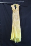 Sherri Hill Yellow Full Length Dress With Beading Size: 4