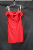 Faviana Red Off The Shoulder Cocktail Dress Size: 8