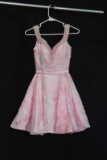 Lucci Lu Pink Brocaid Beaded Sleeveless Dress Size: 4