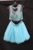 Aylce Paris Blue Two-piece With Silver Beading Size: 10