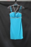 Faviana Blue Halter Style Cocktail Dress Size: 6