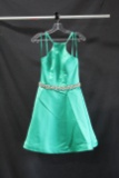 Ashley Lauren Green Cocktail Dress With Beaded Belt Size: 6