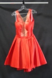 Tony Bowls Red Cocktail Dress With Gold Neckline Size: 12