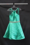 Ashley Lauren Green Cocktail Dress With Beaded Belt Size: 2