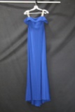 Faviana Blue Off The Shoulder Full Length Dress Size: 8