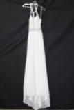 Faviana White Halter Style Full Length Dress Size: 8