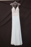 Faviana Light Blue Full Length Dress With Beaded Bodice Size: 10