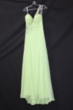 Partytime Light Green One Shouldered Full Length Dress Size: 10