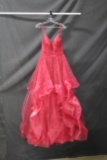 Glamour By Terani Couture Red Ruffled Full Length Dress Size: 10