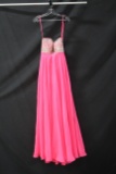 Night Moves Pink Strapless Full Length Dress With Beaded Bodice Size: 0