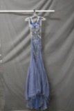 Lucci Lu Blue Full Length Dress With Silver Beading Size: 0