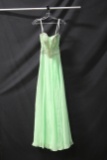 Macduggal Light Green Strapless Full Length Dress With Beading Size: 0