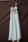 Alyce Paris Light Blue One Shouldered Full Length Dress With Beading Size: