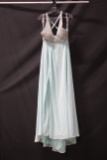 Terani Couture Light Blue Full Length Dress With Beaded Top Size: 6