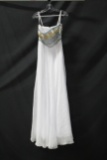 Tiffany White Strapless Full Length Dress With Beaded Top Size: 6