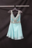 Alyce Paris Light Blue Cocktail Dress With Beaded Accents Size: 4