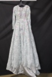 Jovani Gray Floral Long Sleeved Full Length Dress Size: 8