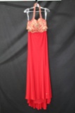 Terani Couture Red Halter Style Two-piece Full Length Dress Size: 10