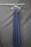 Faviana Blue Full Length Dress With Lace Size: 10