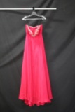 Alyce Paris Pink Strapless Full Length Dress With Beaded Accents Size: 8