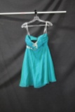 Alyce Paris Teal Strapless Cocktail Dress With Beaded Accents Size: 4