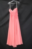 Bari Jay Peach Strapless Full Length Dress Size: 14