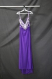 Eleni Elias Purple And White Full Length Dress Size: 12