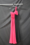 Terani Couture Pink And Black One Shouldered Full Length Dress Size: 10