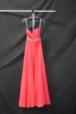 Legala Mon Cheri Coral Strapless Full Length Dress With Beading Size: 2