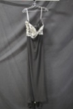 Black And White Strapless Full Length Dress With Beaded Top Size: 12