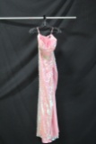 Night Moves Pink Sequined Full Length Dress Size: 12