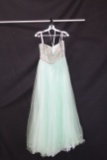 Tiffany Mint Green Strapless Full Length Dress With Beaded Bodice Size: 12