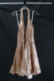 Jovani Metallic Halter Style Sequined Cocktail Dress Size: 14