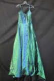 Ashley Lauren Green Metallic Full Length Dress Size: 12