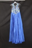 Lucci Lu Blue Full Length Dress With Floral Top Size: 14