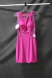 Ed Young Pink Cocktail Dress With Mesh Cut Outs Size: M