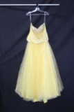 Kiss Kiss Yellow Strapless Full Length Dress Size: 14