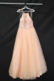 Jovani Peach Halter Style Full Length Dress Size: 12