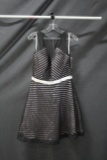 Tony Bowls Black Striped Cocktail Dress Size: 12