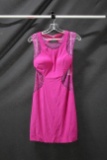 Ed Young Pink Cocktail Dress With Mesh Cut Outs Size: L