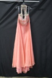Rachel Allan Coral Full Length Dress With Beaded Top Size: 20w