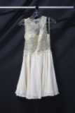 Faviana White Cocktail Dress With Lace Top Size: 2