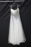 Madison James White Strapless Full Length Dress With Beading Size: 20