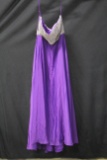 Madison James Purple Strapless Full Length Dress With Beaded Bodice Size: 2