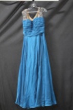 Splash Blue Full Length Dress With Beaded Straps Size: 20