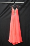 Coral Full Length Dress With Beaded Neckline Size: No Size Information Foun