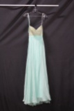 Madison James Light Green Strapless Full Length Dress Size: 4