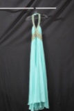 Madison James Light Green Halter Style Full Length Dress With Beading Size: