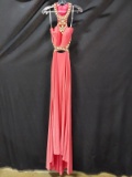 Rachel Allan Pink Full Length Dress With Beading Size: 4