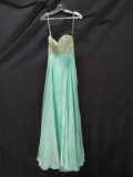 Madison James Mint Green Strapless Full Length Dress With Beaded Bodice Siz